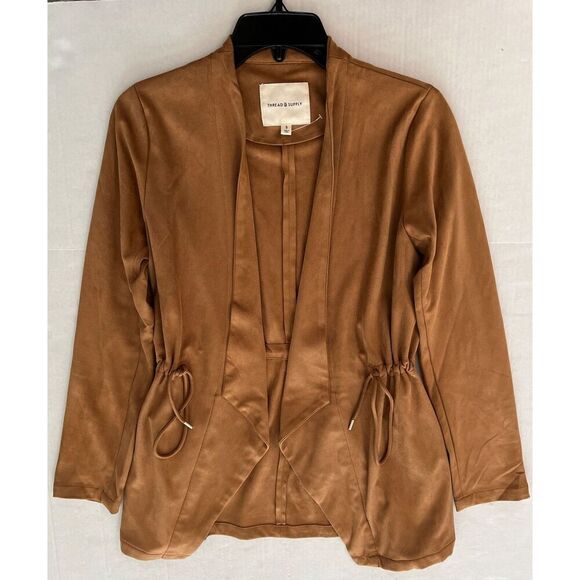 Thread & Supply Women Sz Small Malva Camel Brown Microsuede jacket - Picture 7 of 9